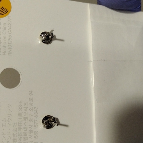 Women's Polished Silver tone Circle on Black Diamond Shape Stud Earrings, 1.4-in - Picture 4 of 5